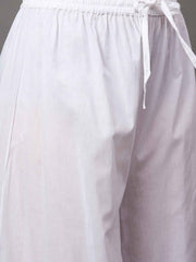 White cotton palazzo with floral pattern