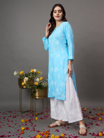 Load image into Gallery viewer, Sky Blue chikankari Embroidered Kurta