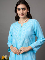 Load image into Gallery viewer, Sky Blue chikankari Embroidered Kurta