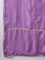 Load image into Gallery viewer, mauve  chikankari and mukaish work chanderi kurta with slip and dupatta
