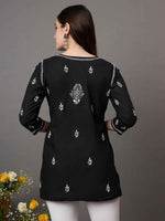 Load image into Gallery viewer, Black cotton chikankari top

