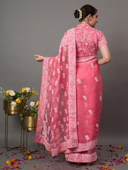 Silk organza saree with chiknakri - Rakhi Apparels