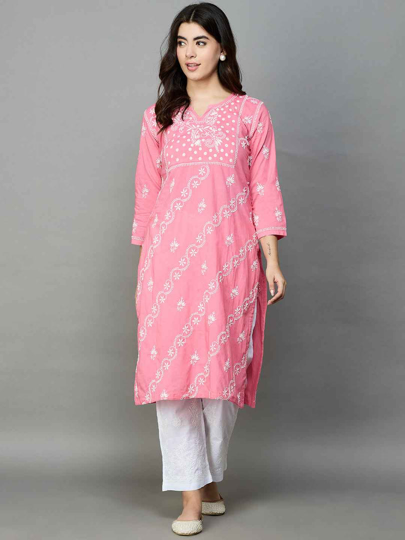 white cotton pants with chikankari