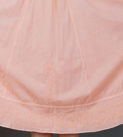 white cotton peasonts top with peach chikankari