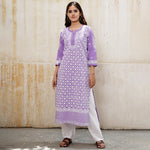 Load image into Gallery viewer, mauve cotton kurta with all over jaal
