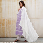 Load image into Gallery viewer, mauve cotton kurta with all over jaal

