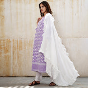 mauve cotton kurta with all over jaal