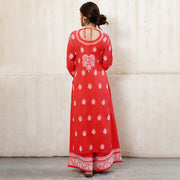 Carrot color kurt with back ties with shrarara set of 2