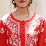 Load image into Gallery viewer, Carrot color kurt with back ties with shrarara set of 2

