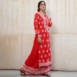 Load image into Gallery viewer, Carrot color kurt with back ties with shrarara set of 2
