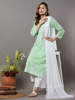 Load image into Gallery viewer, Sea green cotton round neck kurta with back ties

