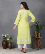 Load image into Gallery viewer, lime green cotton anrakali with waist coat - Rakhi Apparels
