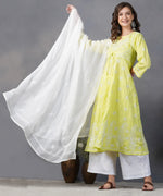 Load image into Gallery viewer, lime green cotton anrakali with waist coat - Rakhi Apparels
