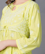 Load image into Gallery viewer, lime green cotton anrakali with waist coat - Rakhi Apparels
