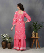 Load image into Gallery viewer, Carrot coloured cotton kurta with chikankari and sharara  set of 2
