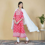 Load image into Gallery viewer, Carrot colour cotton anarkali with chikankari and side ties
