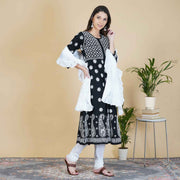 Black cotton chikankari anarkali