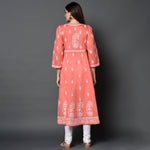 Load image into Gallery viewer, Peach cotton  anarkli with chikankari
