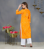 Load image into Gallery viewer, Turmeric yellow kurta with all over zaal chikankari
