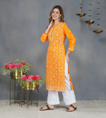 Load image into Gallery viewer, Turmeric yellow kurta with all over zaal chikankari
