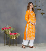 Load image into Gallery viewer, Turmeric yellow kurta with all over zaal chikankari
