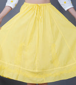 Load image into Gallery viewer, White cotton peasents top with mustard chikankari
