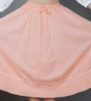 peach cotton lined skirt with chikankari