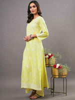 Load image into Gallery viewer, Yellow cotton kurta with chikankari and back ties with shararaset of 2
