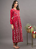 Load image into Gallery viewer, Red cotton  dress with  chikankari and front buttons

