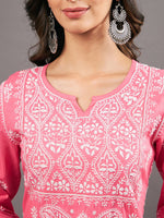Load image into Gallery viewer, pink cotton kurta with chikankari
