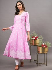 Baby pink cotton anarkali