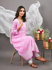 Baby pink cotton anarkali