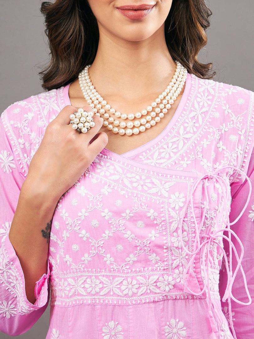 Baby pink cotton anarkali