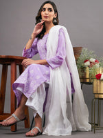 Load image into Gallery viewer, Mauve cotton chikankari kurta with side buttons
