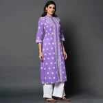 Load image into Gallery viewer, Mauve high collar front button kurta with chikankari - Rakhi Apparels
