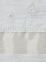 Load image into Gallery viewer, Off white chanderi unstitched kurta with dupatta with chikankari - Rakhi Apparels
