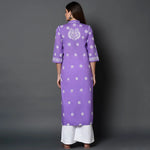 Load image into Gallery viewer, Mauve high collar front button kurta with chikankari - Rakhi Apparels
