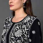 Load image into Gallery viewer, Black cotton anarkali with chikankari
