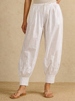 Load image into Gallery viewer, White Cotton Chikankari Afghani Pants with Lace Detail