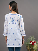 Load image into Gallery viewer, white cotton top with chikankari
