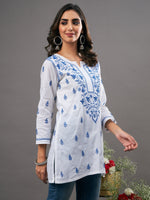 Load image into Gallery viewer, white cotton top with chikankari
