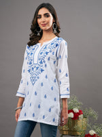 Load image into Gallery viewer, white cotton top with chikankari

